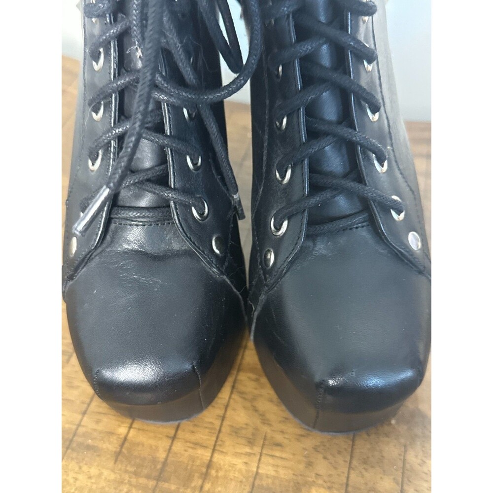 Rare Jeffrey Campbell Havana Last SPIKE Black Leather Spiked Platform Boots 7.5 - Picture 9 of 15